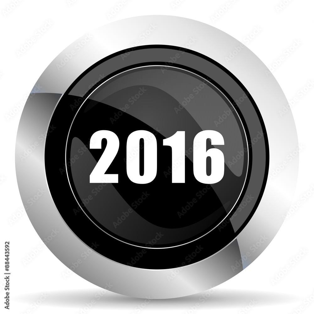 new year 2016 icon, black chrome button, new years symbol new year 2016 icon, black chrome button, new years symbol
