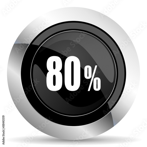 80 percent icon, black chrome button, sale sign