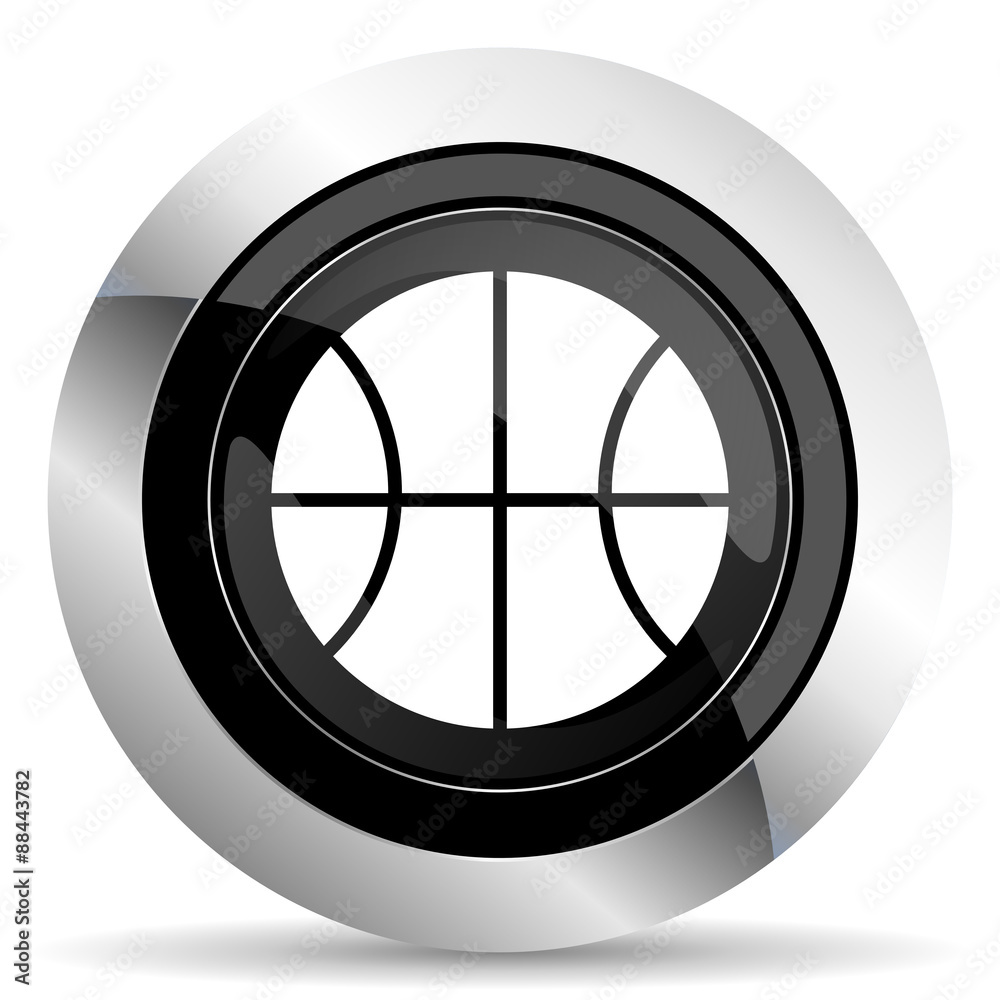 ball icon, black chrome button, basketball sign ball icon, black chrome button, basketball sign