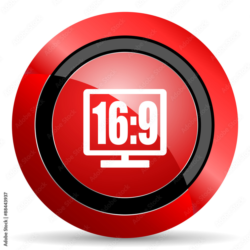 16 9 display red glossy web icon 16 9 display red glossy web icon
