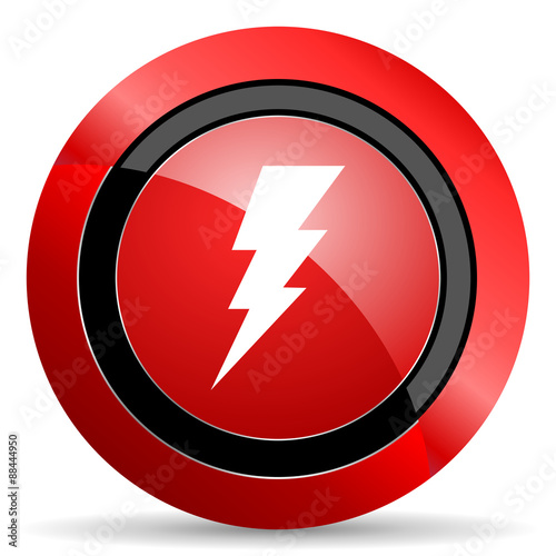 bolt red glossy web icon