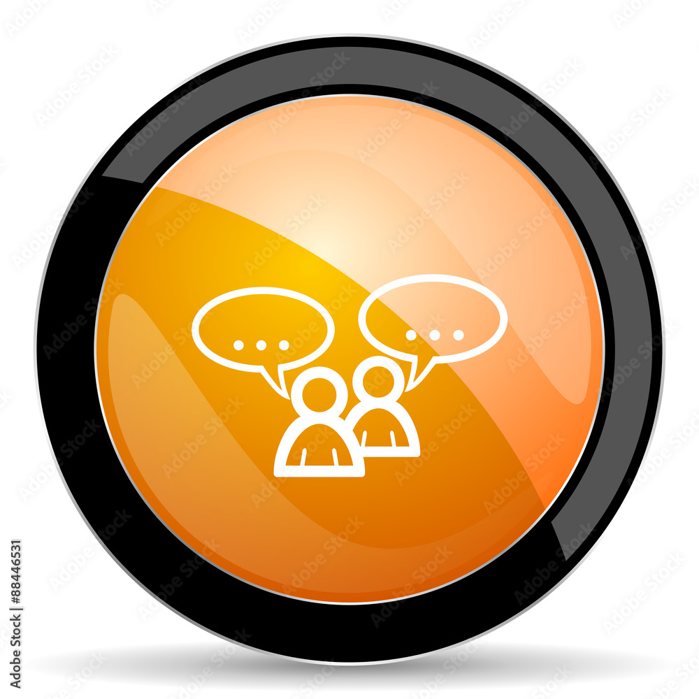 forum orange icon chat symbol bubble sign forum orange icon chat symbol bubble sign