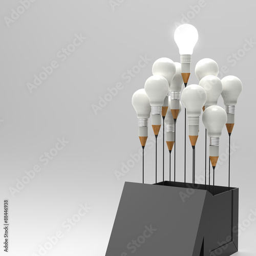 drawing idea pencil and light bulb concept outside the box as cr