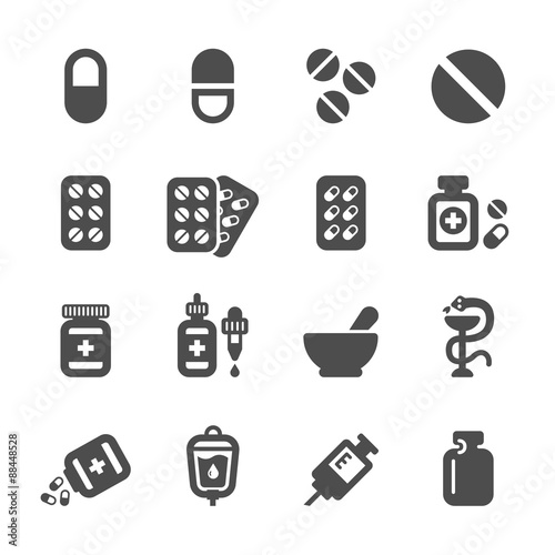 pharmacy and pill icon set, vector eps10