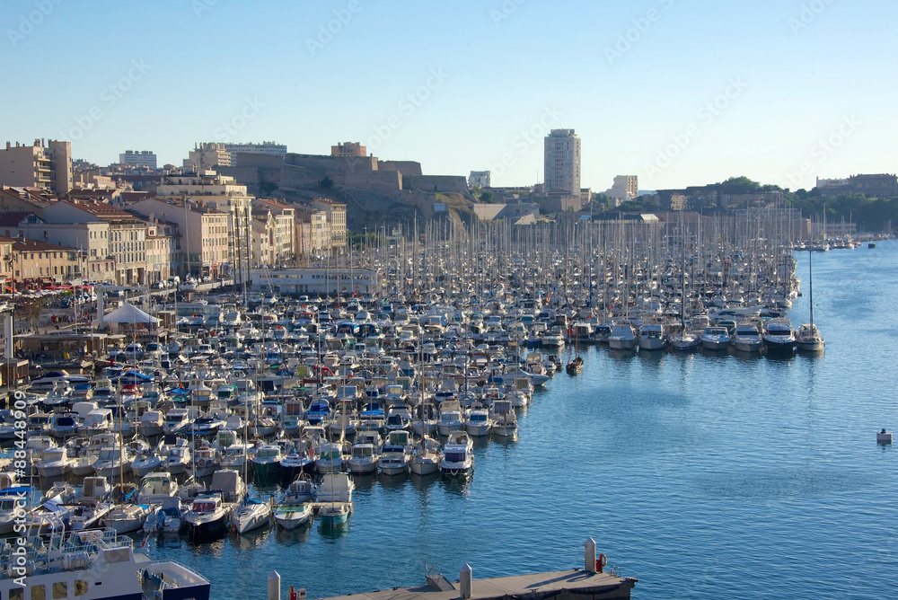 Sailboats at le Vieux Port de Marseille (Old Port of Marseille), France 