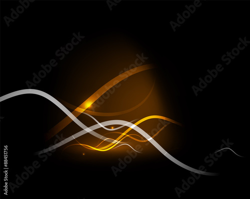 Yellow light in dark space with waves