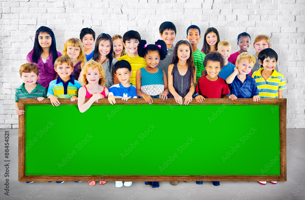 Diversity Friendship Group of Kids Education Blackboard Concept Diversity Friendship Group of Kids Education Blackboard Concept