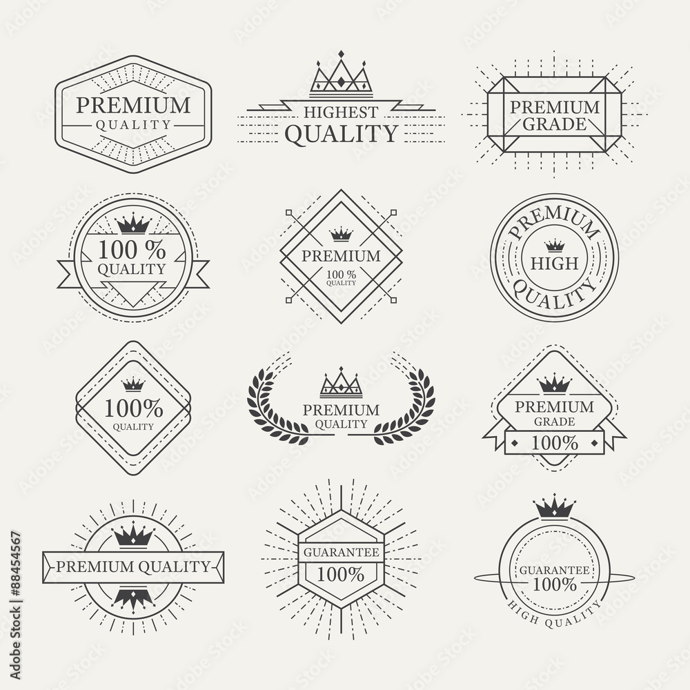 Food, Beverage, Cooking Labels and Badges, Linear Design Style