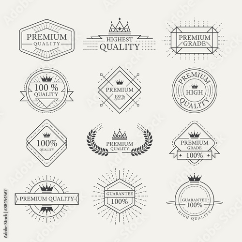 Food, Beverage, Cooking Labels and Badges, Linear Design Style