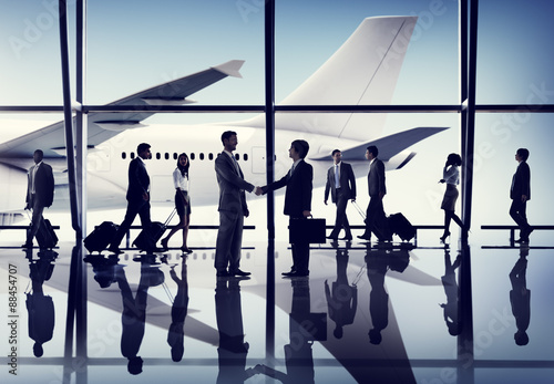 Silhouettes of Business People on an Airport