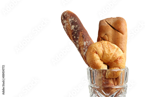 Tableau sur toile croissant brad bakery in glass blow solated