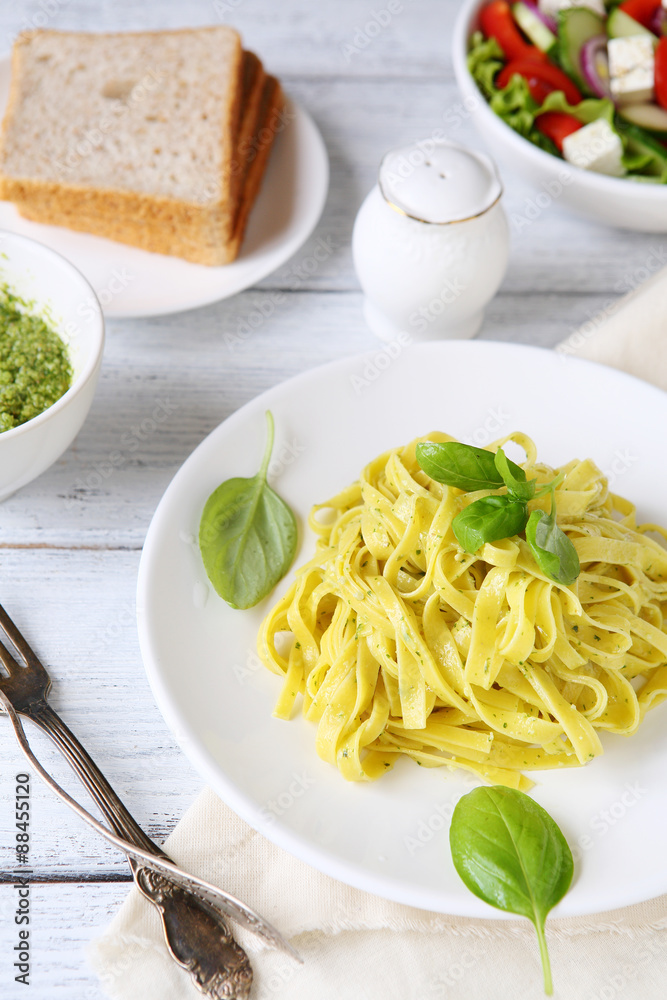 Delicious pasta on the plate