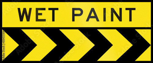 Australian chevron alignment pointing to the right with the words: Wet paint