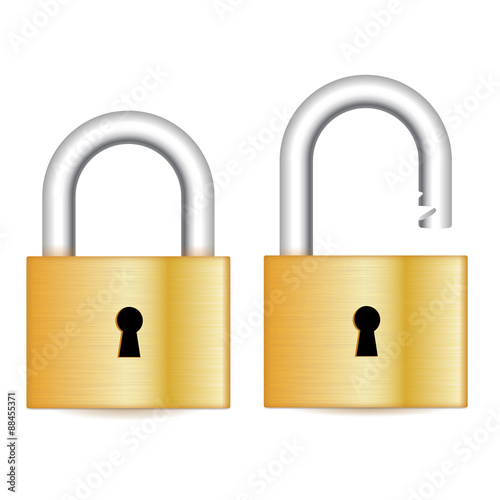 Locked and unlocked Padlock 