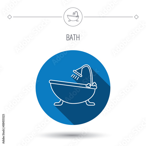Bathroom icon. Bath with shower sign.