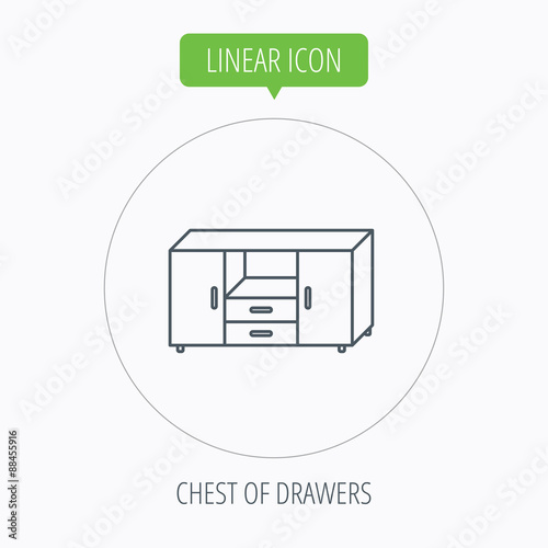 Chest of drawers icon. Interior commode sign.