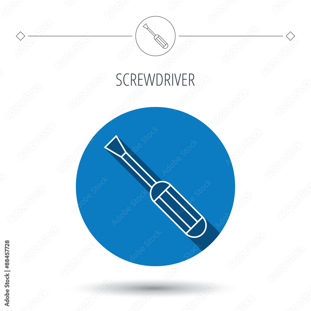 Screwdriver icon. Repair or fix tool sign.