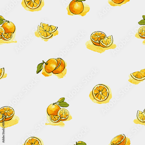 Seamless texture with orange on a white background
