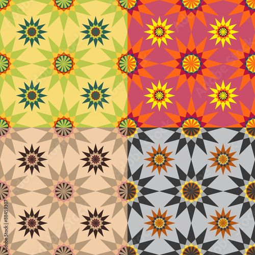 Set of seamless vector patterns of geometric