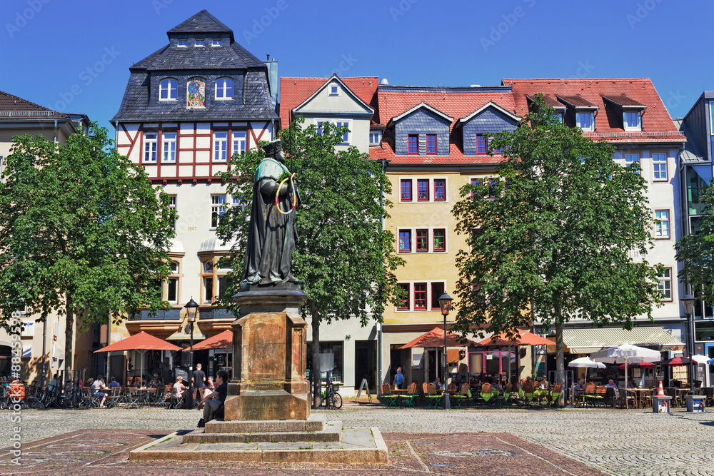 Jena, Markt mit HanfriedDenkmal StockFoto Adobe Stock