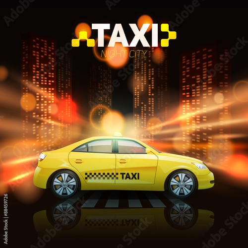 Taxi On City Background