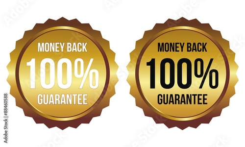 Guarantee Icons Gold Color.  Money Back Guarantee 100% Gold Color.