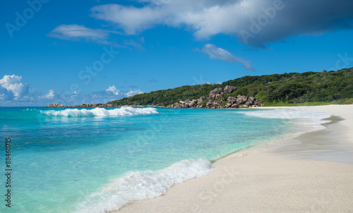 Grand Anse tropical beach  La Digue island  Seychelles