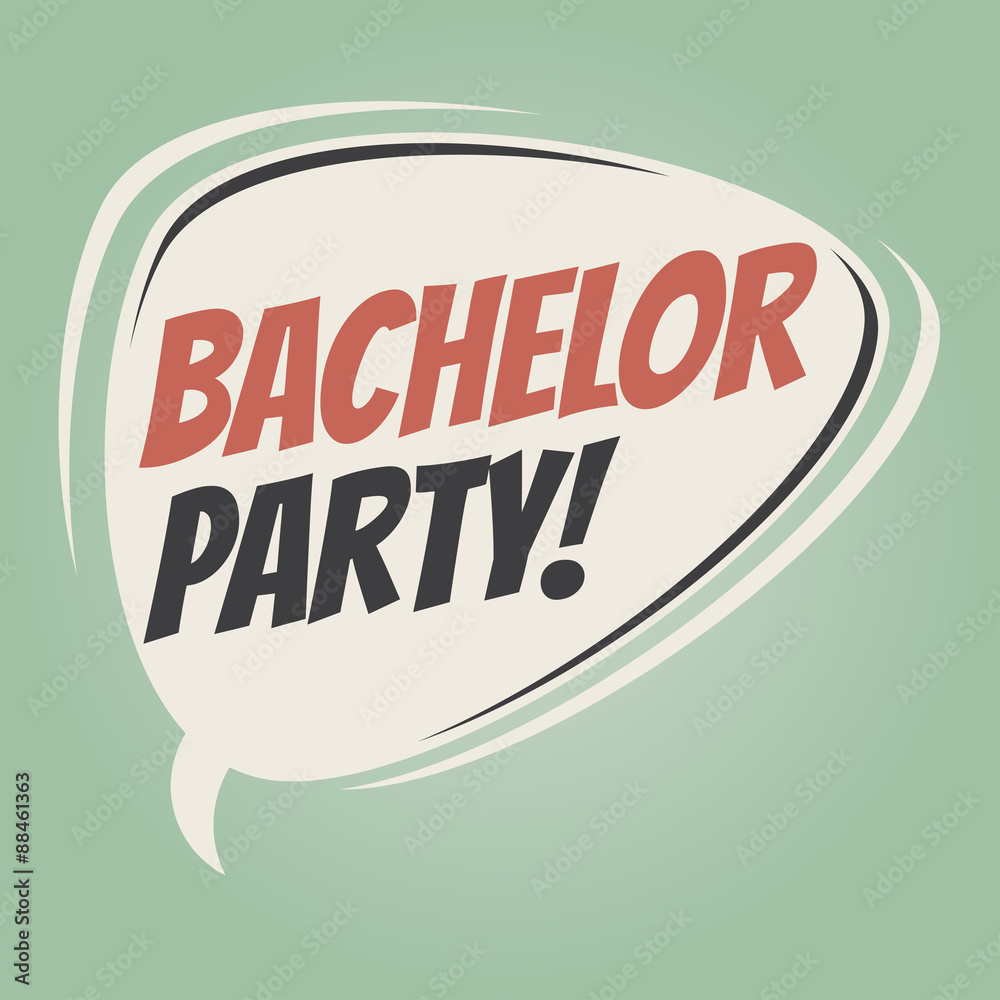 bachelor party retro speech balloon