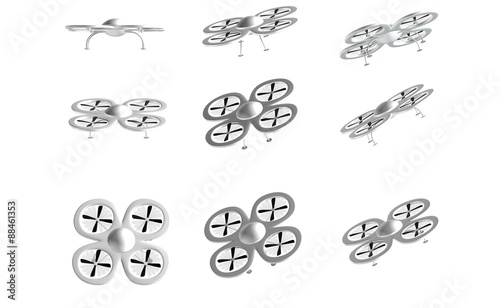 moderne vliegende drone met vier propellors