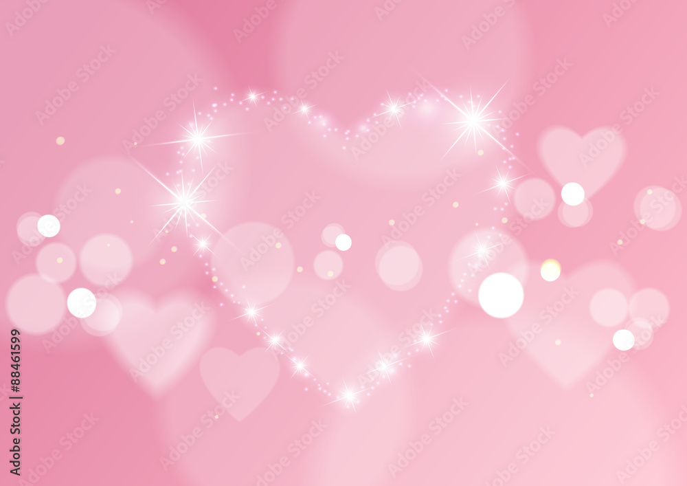 Love Abstract Background with Hearts and Bokeh Lights