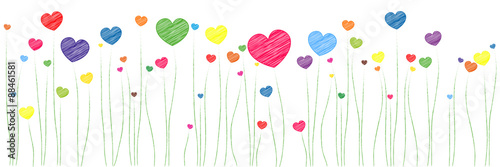 Banner | bunte Herzen | Scribble Skizze Zeichnung