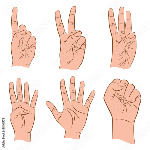 counting number 1,2,3,4,5,0 by using finger design concept vector