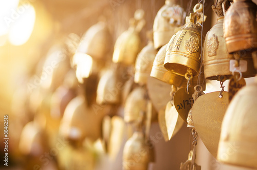 Photography Golden buddhist bells