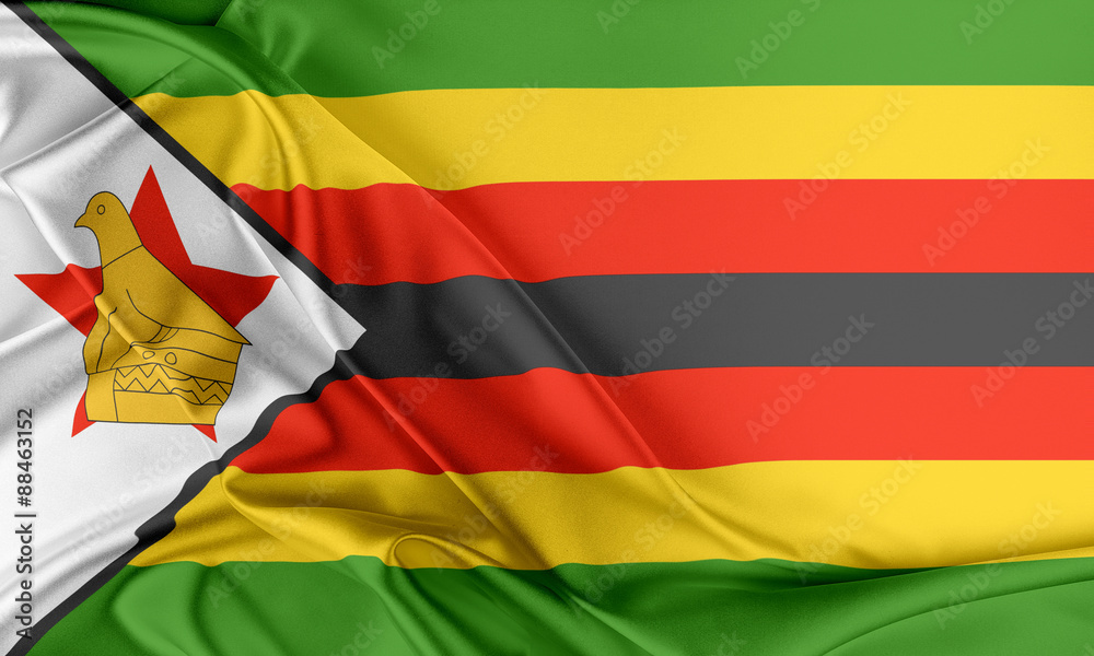 Zimbabwe Flag.  - obrazy, fototapety, plakaty 