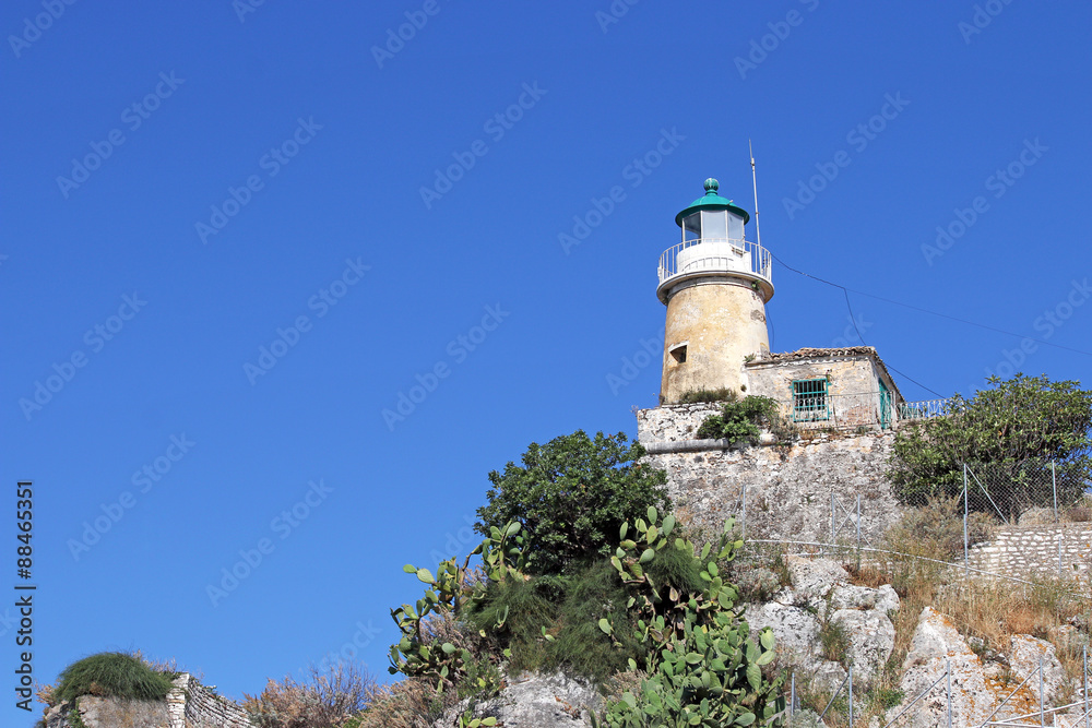 lighthouse old fortress Corfu island Greece