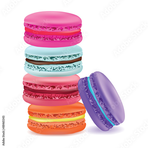 Tasty colorful macaroon. Vector food illustration