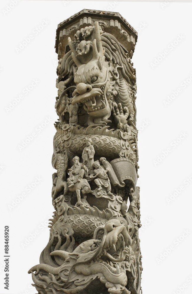 sculpture dragon pillars in Thailand