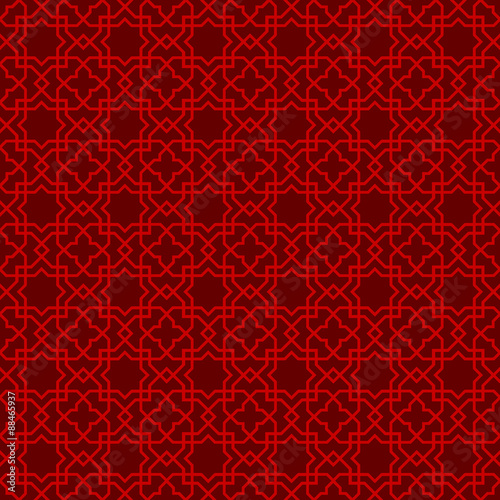 Seamless Chinese window tracery lattice geometry star cross pattern background.
