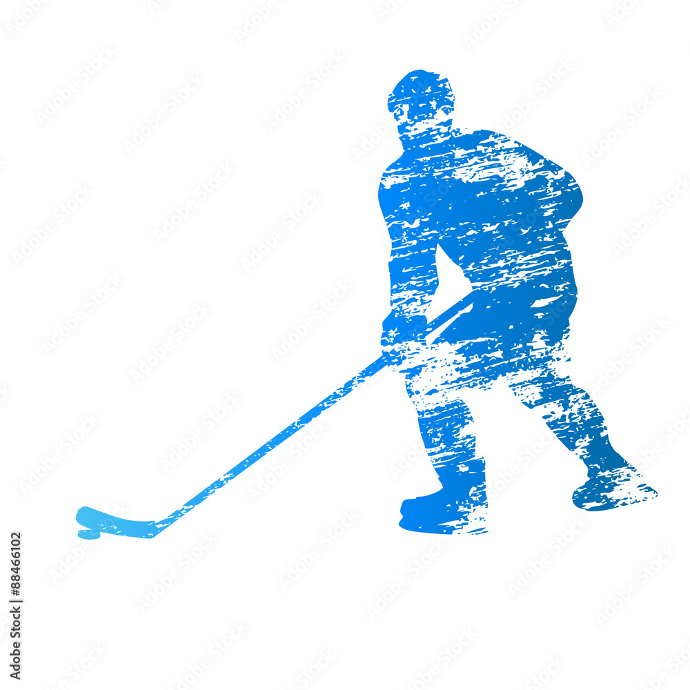 Fototapeta premium Scratched vector silhouette ice hockey player