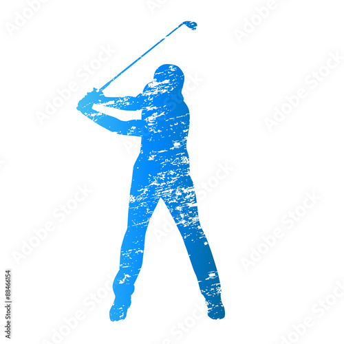 Scratched vector silhouette golfer