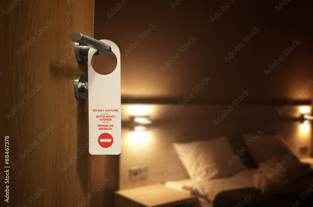 Fototapeta premium Do not disturb - hotel room interior