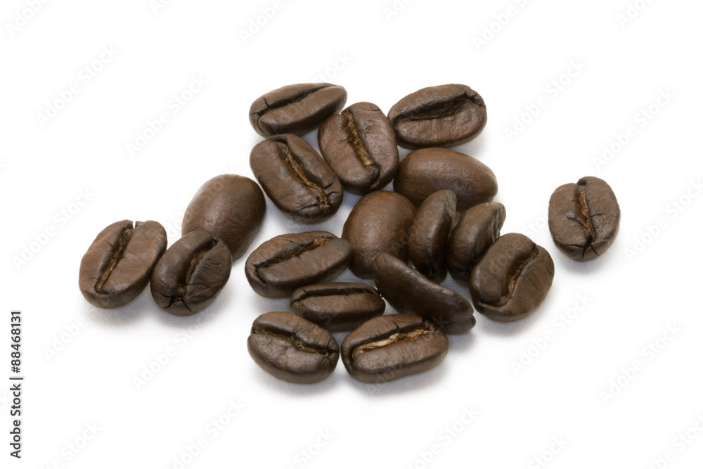 Coffee beans isolated on white background. Studio image of coffee beans. Coffee beans close-up. Coffee beans isolated on white background. Studio image of coffee beans. Coffee beans close-up.