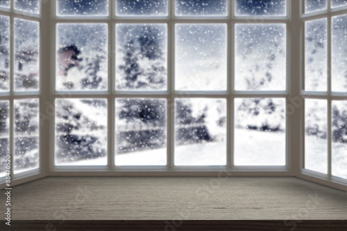 wooden window and winter 