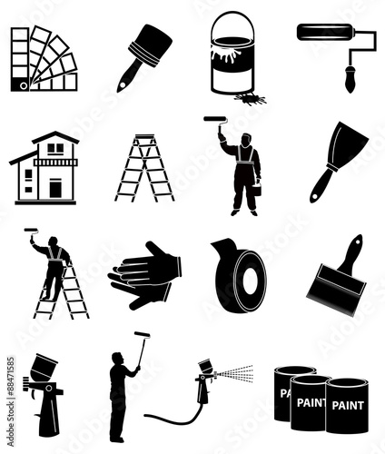 House painter icons set