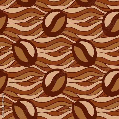 Coffee seamless vector pattern, hand drawn coffee waves background. Can be used for prints, pattern fills, fabric texture, wallpapers, package or web backgrounds.