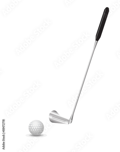 golf ball with pattern and club vector object illustration