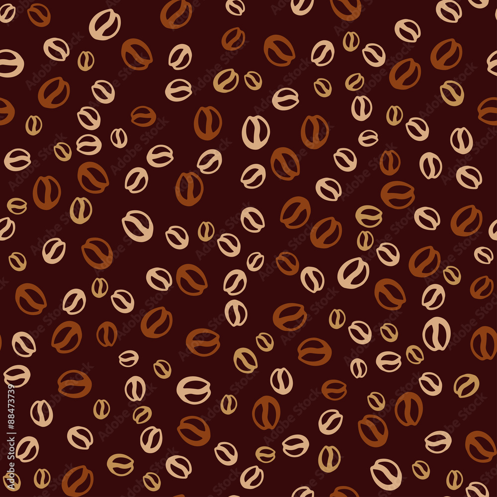 Vector background with coffee beans. Coffee print seamless pattern. Vector seamless texture for wallpapers, pattern fills, wrapping texture, web page backgrounds