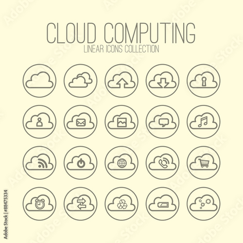 Cloud Computing Linear Icons