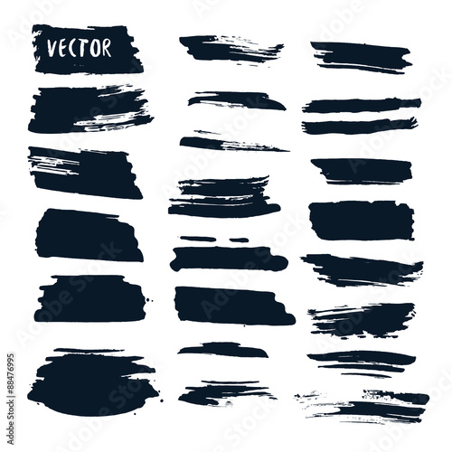 Grunge vector set with ink brushes. Abstract design elements collection. Hand drawn collection.