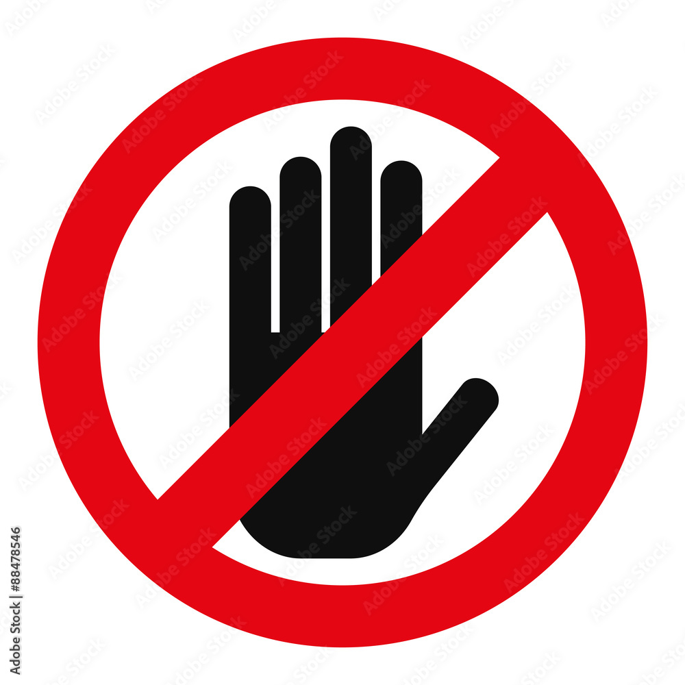 Red stop hand sign Red stop hand sign
